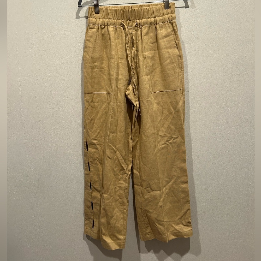SANCTUARY Stella Tie Waist Side Cutout Pants in True Khaki / Size XS / - Picture 3 of 9